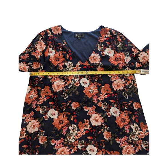 Lulus Floral Dressed Up Navy Blue Print Shift Dress Split Sleeve *Sz XL - Picture 4 of 9